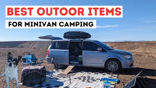 Favorite OUTDOOR Items for My Minivan Camper  Minimalist VAN LIFE [upl. by Hsakaa]