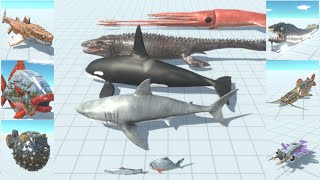 Ocean Creatures vs Aquatics Units Animal Revolt Battle Simulator [upl. by Anitroc663]