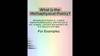 What is the Metaphysical PoetryMetaphysicalPoetry PoeticExploration IntellectualDepthquot [upl. by Koziel]