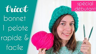 Tuto bonnet rapide au tricot avec 1 seule pelote  Bonnet Wow par Alice Gerfault [upl. by Annmarie]