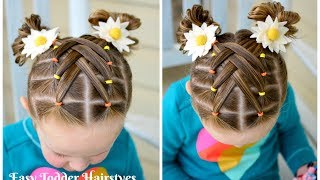 Cascading Weaved Elastics Little Girl Hairstyle [upl. by Clemens]