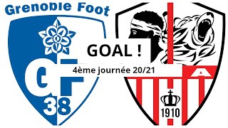 Grenoble  AC Ajaccio 20 GOAL 78 Moussa Djitté 4ème journée 202021 [upl. by Aynotahs]