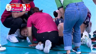 Alyssa Valdez hurts her right knee in set 3  2022 PVL Reinforced Conference [upl. by Garvey]