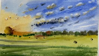 simple small landscape study in watercolor watercolourist tutorial [upl. by Jeffery187]