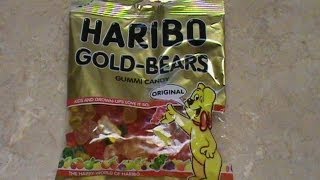 HARIBO GOLDBEARS GUMMI CANDY REVIEW [upl. by Eirak701]