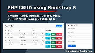 PHP CRUD  Create Read Update Delete View using PHP MySql using Bootstrap 5  PHP CRUD in 2022 [upl. by Ssur850]