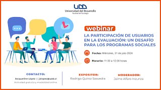 Webinar La participación de usuarios en la Evaluación un desafío para los Programas Sociales [upl. by Miyasawa]