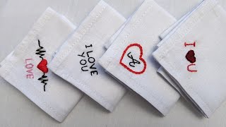 Easy Embroidery Handkerchief Gift For Husbandhand embroidery without hoop [upl. by Mitchiner880]