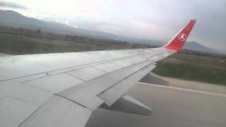 Turkish Airlines take off from Alexander The Great Airport in Skopje Republic of Macedonia [upl. by Reviere]