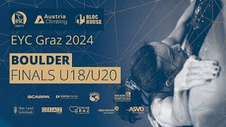 IFSC Bouldering FINALS U20 amp U18  European Youth Cup  Graz AUT 2024 [upl. by Shwalb]