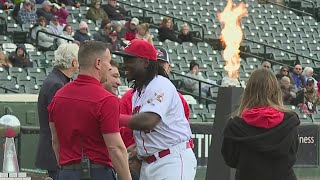 Barnstormers celebrate 22 championship before 23 home opener [upl. by Eseilanna19]