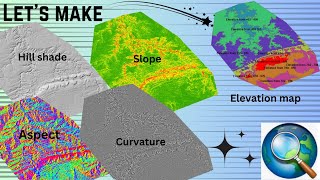 Slope Hillshade Aspect curvature amp elevation map From DEM in ArcGIS [upl. by Aisayn]