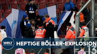 BÖLLERCHAOS IN DER BUNDESLIGA Heftige KnallkörperExplosion bei Spiel Augsburg gegen Hoffenheim [upl. by Naejeillib]