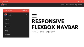 Responsive Flexbox Navigation Bar with Logo  Navbar CSS Tutorial [upl. by Fai875]