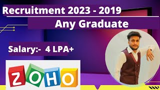 Zoho Mass Hiring For 2023 2022  2019 Batch  Zoho Recruitment 2023  Zoho Off Campus Drive [upl. by Eijneb]