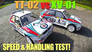 Tamiya Lancia TT02 VS XV01 Speed Test  Handling Test Run [upl. by Killian563]