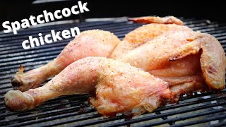 Grilled Whole Chicken Spatchcock Style  Flattened Juicy Chicken Charcoal BBQ  Recipe  111 [upl. by Myles555]