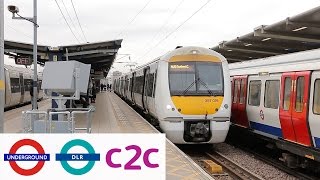 London Underground DLR and c2c trains at West Ham amp Limehouse [upl. by Yelekalb]