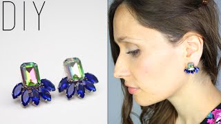 DIY  TUTO  BOUCLES DOREILLES EN STRASS  Rhinestone statement earrings swarovskienglish subs [upl. by Iaria]