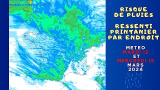 RISQUE DE PLUIES AVANT UN TEMPS PLUS CALME LUMINEUX ET PRINTANIER POINT METEO DU 12 MARS 2024 [upl. by Zechariah645]