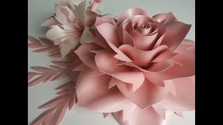 Rose paper flower tutorial Template 10 Large Rose Tutorial Diy Paper Rose Paper Flowers [upl. by Analak]