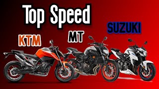 KTM Duke 790 vs Yamaha MT 07 vs SUZUKI GSX 750  Top Speed 🔥🔥  Velocidad Máxima [upl. by Ayota]