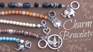 DIY Beaded Charm Bracelet with wire crimp beads amp clasps ♥  SoCraftastic [upl. by Foss213]