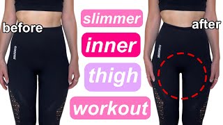 how to SLIM DOWN INNER THIGH FAT fast  at home thigh gap workout [upl. by Noiro361]