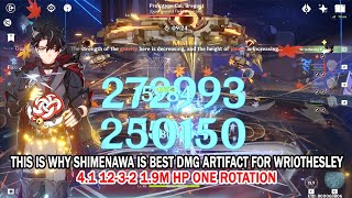 This is Why Shimenawa is Best DMG Artifact for Wriothesley  41 1232 19M HP One Rotation [upl. by Temme297]