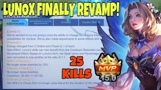 LUNOX REVAMP  LUNOX GAMEPLAY REVAMPED LUNOX  GOOD OR BAD  MLBB LUNOX  LUNOX MOBILE LEGENDS [upl. by Traggat]