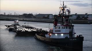 GOLIATH  THAMES VIXEN delivering the new Tower RNLI pier base to KGV Dock 151022 [upl. by Harday23]