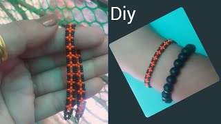 How to make Simple bracelet DIY bracelet with seed beads beginners braceletmaking diy [upl. by Cirnek]