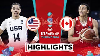 QuarterFinals USA 🇺🇸 vs Canada 🇨🇦  Highlights  FIBA U17 Basketball World Cup 2024 [upl. by Calise764]