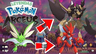 Leyendas Pokémon Arceus Cómo evolucionar a Scyther en Scizor y en Kleavor [upl. by Nnylyam194]