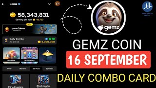 Gemz Daily Combo 16 September  Gemz Daily Code 16 September  Daily Combo Today [upl. by Levan990]