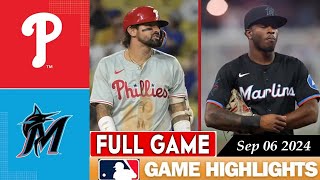 Miami Marlins Vs Philadelphia Phillies FULL GAME HIGHLIGHTS Sep 06 2024  MLB Highlights [upl. by Utas]