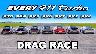 Porsche 911 Turbo generations DRAG RACE [upl. by Ecertal74]