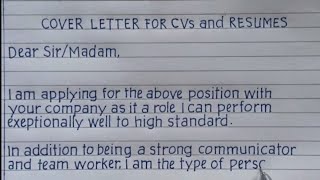 HOW TO WRITE COVER LETTER for CVs RESUMESCOVER LETTER FOR JOB APPLICATION [upl. by Ernestine]