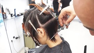 SUPER HAIRCUT  SHORT BOB CUT WITH LAYERES AND BANGS [upl. by Palmer]