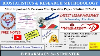 Biostatistics and Research Methodology Solution 202223 [upl. by Nnaael]