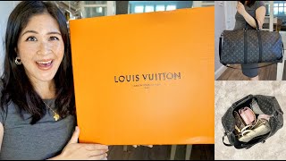 BEST WEEKEND BAG LOUIS VUITTON LV UNBOXING KEEPALL 55 Bougie on a budget What fits  Sam Loves [upl. by Kcinom]