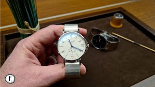 Nomos Tangente Sport neomatik 42 Datum weiß und blauschwarz  Referenz 580 und 581  Hands On [upl. by Sorensen]