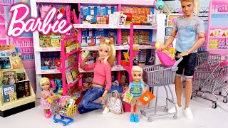 Barbie amp Ken Family Supermarket Shopping Video  Titi Toys Dolls [upl. by Isabella409]