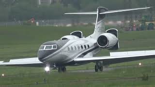 GULFSTREAM G600 N608GA  NEW AIRCRAFT  LANDING AT FARNBOROUGH AIRPORT  FROM EDTY 0705 [upl. by Aksel759]