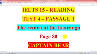 READING  IELTS 15  THE RETURN OF THE HUARANGO [upl. by Ibmat]