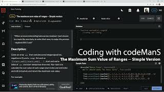 Codewars 6 kyu The Maximum Sum Value of Ranges  Simple Version Javascript [upl. by Aimit]