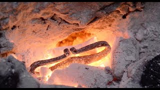 Making fire steel  blacksmithing flint knapping amadou and campfire [upl. by Aicrag]