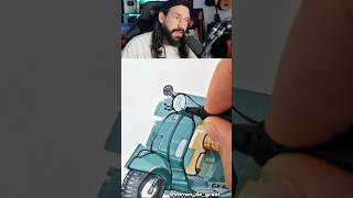 ✏️Technique de Dessin Incroyable 🛵Croquis Stylé Vespa Par Steven De Groot [upl. by Meggy112]