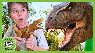 Giant Dinosaur Park Adventure With Park Ranger LB TRex Ranch Pretend Play and Dinosaurs for Kids [upl. by Adolf]