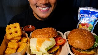 ASMR PHILLY CHEESE STEAK BURGER HOMEMADE BURGER MINI amp WAFFLE HASH BROWNS MUKBANG EATING SHOW SOUNDS [upl. by Ingles]